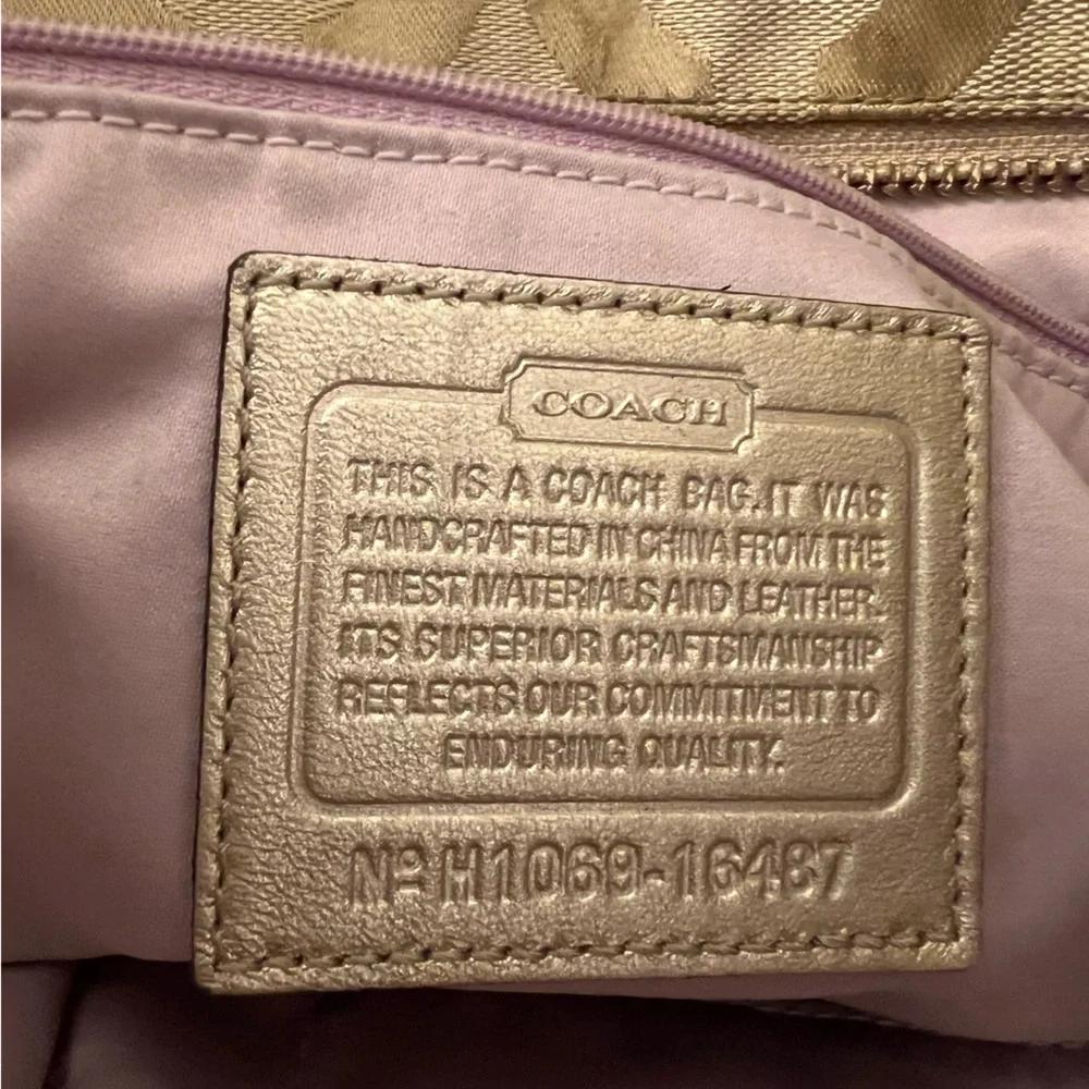 Coach Colette Opt Art Logo Gold Canvas Leather Large Tote Bag—read description